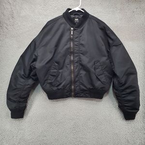 Zara Man New York Edition Cropped Bomber Jacket Mens Medium Black Limited